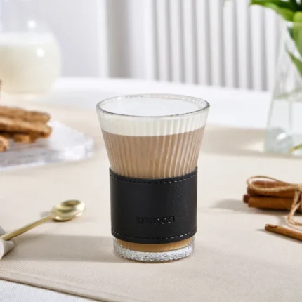 Karaca Leather Cool Touch Latte Glass 210 Ml Black